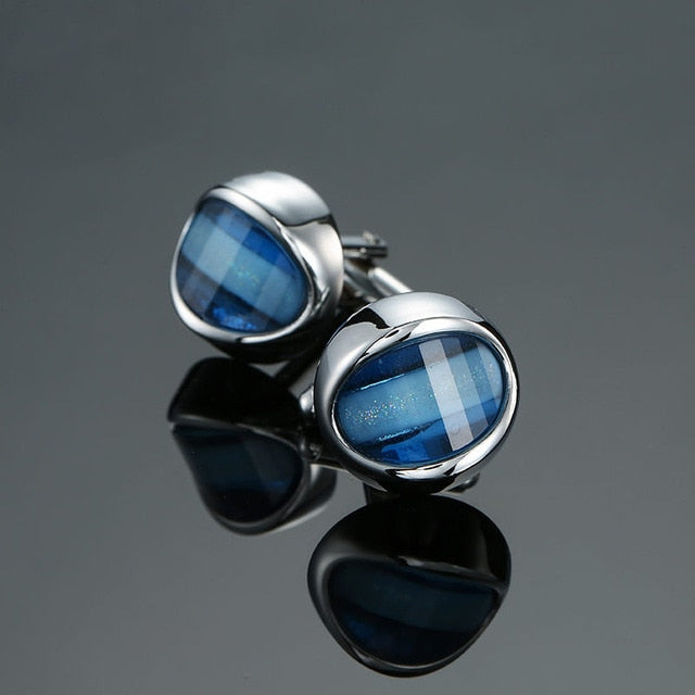 Novelty Luxury Blue white Cufflinks for Mens