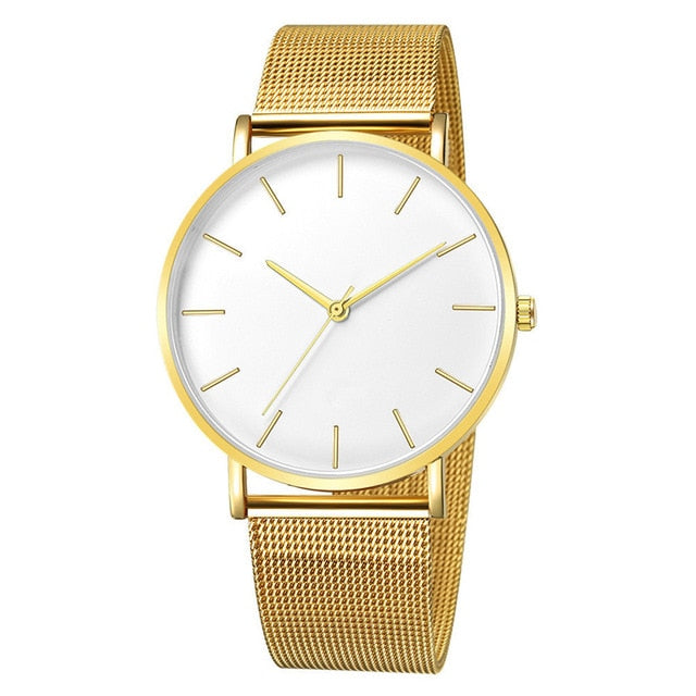 Simplicity Modern Quartz Watch Women Mesh Stainless Steel Bracelet High Quality