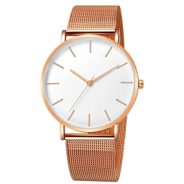 Simplicity Modern Quartz Watch Women Mesh Stainless Steel Bracelet High Quality